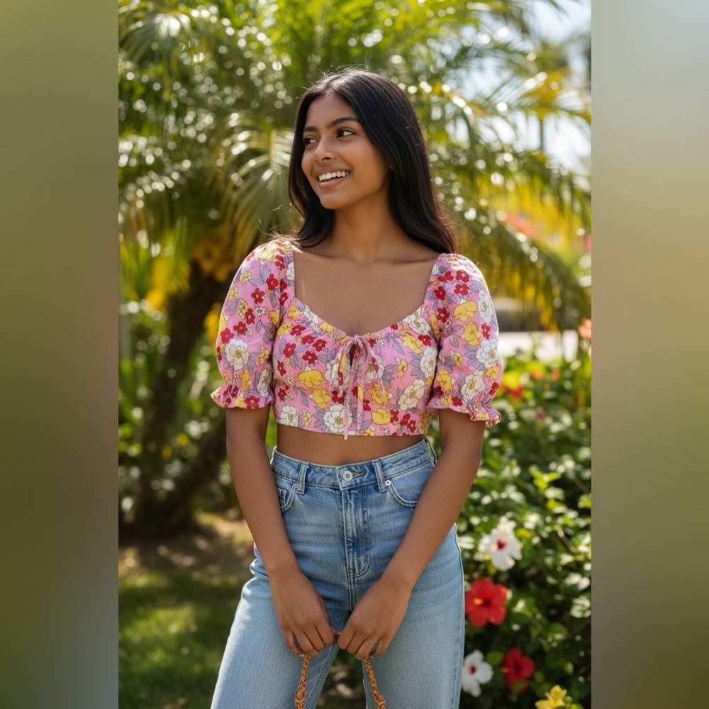 Vero Moda Floral Crop Top Size Small NWOT